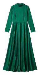 فستان سهرة ساتان أخضر زمردي
