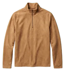 camel suede half-zip